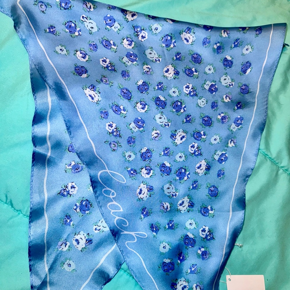 Beautiful Coach Diamond Silk Scarf with floral pattern. New with Tags